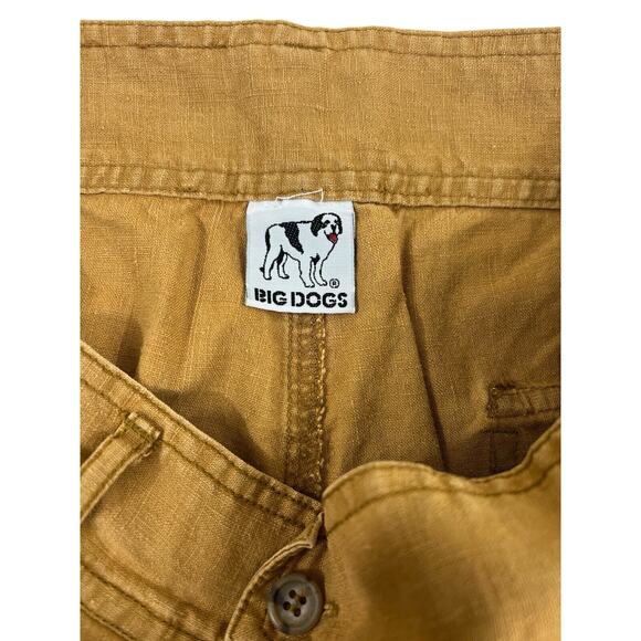 VTG Big Dogs Men Brown‎ Pleated Shorts Sz L Big Dog Embroidered - Picture 5 of 6